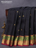 Pure kanjivaram silk saree black and dark pink with zari woven buttas and zari woven border