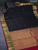 Pure kanjivaram silk saree black and dark pink with zari woven buttas and zari woven border
