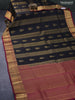 Pure kanjivaram silk saree black and dark magenta pink with allover zari weaves & buttas and zari woven border
