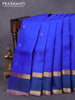 Pure kanjivaram silk saree blue and dual shade of bluish green with zari woven buttas and rettapet zari woven border