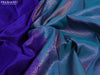Pure kanjivaram silk saree blue and dual shade of teal blue with zari woven buttas and zari woven border