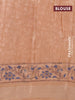 Chanderi silk cotton saree pale orange and blue with natural vegetable prints and zari woven gotapatti lace border