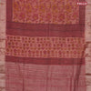 Chanderi silk cotton saree paste peach shade and black with natural vegetable prints and zari woven gotapatti lace border