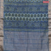 Chanderi silk cotton saree pastel blue and blue with natural vegetable prints and zari woven gotapatti lace border