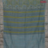 Chanderi silk cotton saree pastel blue and black with allover vanaspati ajrakh prints and zari woven gotapatti lace border
