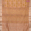 Chanderi silk cotton saree pale orange and black with natural vegetable prints and zari woven gotapatti lace border