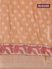 Chanderi silk cotton saree pale orange and black with natural vegetable butta prints and zari woven gotapatti lace border