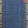 Chanderi silk cotton saree pastel blue and grey with natural vegetable butta prints and zari woven gotapatti lace border