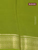 Pure mysore silk saree black and light green with plain body and zari woven border