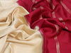 Pure mysore silk saree cream and maroon with allover self emboss and zari woven border