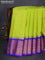 Pure gadwal silk saree light green and blue with zari woven buttas and temple design zari woven border