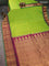 Pure gadwal silk saree light green and dark magenta pink with zari woven buttas and temple design zari woven border