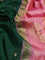 Pure gadwal silk saree green and light pink with zari woven buttas and temple design zari woven border