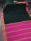 Pure mysore silk saree bottle green and pink with plain body and zari woven border