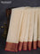 Pure mysore silk saree cream and pink with plain body and zari woven border