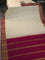 Pure mysore silk saree cream and pink with plain body and zari woven border