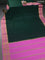 Pure mysore silk saree bottle green and light pink with plain body and zari woven border