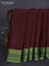 Pure mysore silk saree coffee brown and green with plain body and zari woven border
