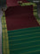 Pure mysore silk saree coffee brown and green with plain body and zari woven border