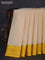Pure mysore silk saree cream and yellow with plain body and zari woven border