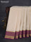 Pure mysore silk saree cream and purple with plain body and zari woven border