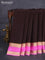 Pure mysore silk saree deep coffee brown and light pink with plain body and rettapet zari woven border