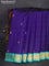 Pure kanchipuram silk saree blue and teal green with allover checks & zari buttas and zari woven korvai border
