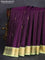 Pure kanchipuram silk saree deep purple and pista green with allover zari weaves and zari woven korvai border