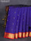 Pure kanchipuram silk saree blue and red with zari woven buttas and zari woven korvai border