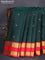 Pure kanchipuram silk saree dark green and red with zari woven buttas and rettapet zari woven korvai border