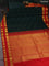 Pure kanchipuram silk saree dark green and red with zari woven buttas and rettapet zari woven korvai border
