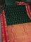 Pure kanchipuram silk saree bottle green and pink with zari woven buttas and rettapet zari woven korvai border