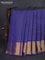 Pure kanchipuram silk saree dual shade of blue with allover small zari checks & buttas and zari woven border