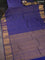 Pure kanchipuram silk saree dual shade of blue with allover small zari checks & buttas and zari woven border