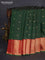 Pure kanchipuram silk saree dark green and maroon with allover small zari checks & buttas and zari woven korvai border