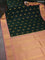 Pure kanchipuram silk saree bottle green and peach shade with paisley zari woven buttas and zari woven border