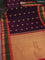 Pure kanchipuram silk saree deep jamun and pink with peacock zari woven buttas and rettapet zari woven border