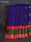 Pure kanchipuram silk saree blue and pink with peacock zari woven buttas and rettapet zari woven border