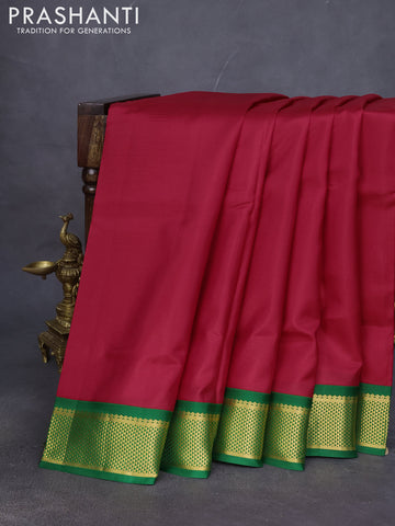 10 yards silk saree pink and green with plain body and zari woven border