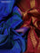 10 yards silk saree dual shade of cs blue and maroon with plain body and temple design zari woven border