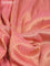 Banarasi semi crepe saree peach pink with allover zari woven brocade weaves and lace work border