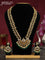 Antique guttapusalu haram with kemp & cz stones and pearl & green beads hangings