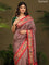 Brown & Pink Pochampally Silk saree with Border Embroidery & pichwai pallu