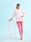 Women Solid Blush Pink Ankle Length Leggings