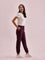 Women Solid Dark Wine Mid Rise Casual Joggers