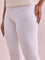 Women Solid Cream Ribbed Leggings