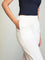 Women Solid Cream Cotton Pencil Pant