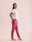 Women Solid Dark Pink Cotton Pencil Pant