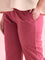 Women Solid Dark Pink Mid Rise Cotton Pants