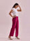 Women Solid Dark Rose Linen Cargo Pant